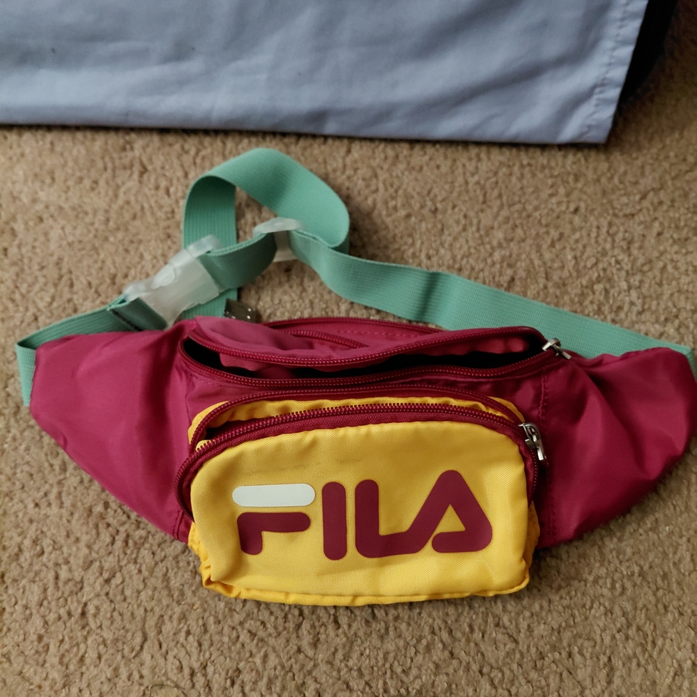 VINTAGE Fila Burgundy and Yellow Fanny Pack Like New